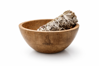 Bol rituel Bouddha en bois de manguier (14×7 cm)